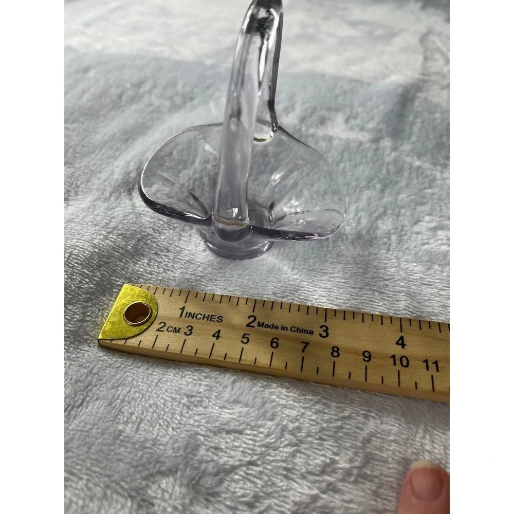 Vintage Miniature Lavender Art Glass Basket‎ Hand Blown Purple Glass Figurine